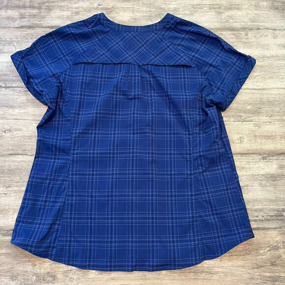 REI Vented S/S Camp Shirt, Blue Plaid, Size XL - Picture 6 of 7